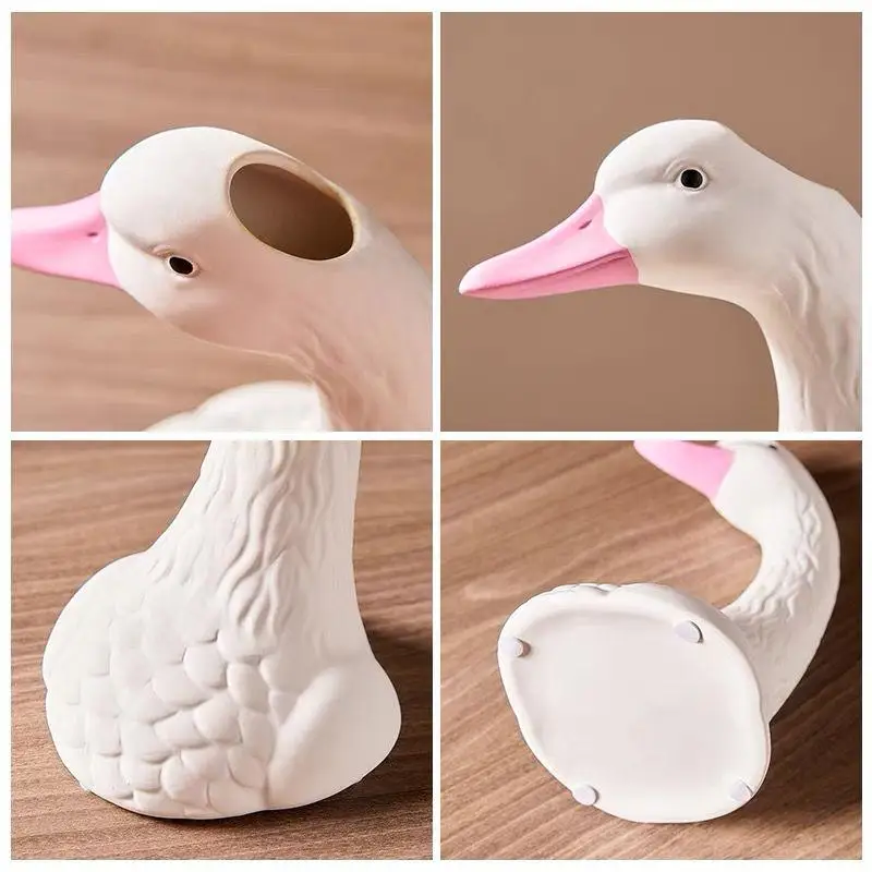 Nordic Style Modern White Creative Animal Swan Head Decor Porcelain Planter Ceramic Vase for Home Decoration Ornament Gift