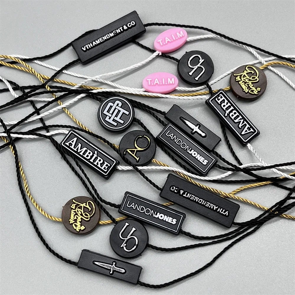 Luxury Custom Embossed Foil Logo Garment Tag String Hanging