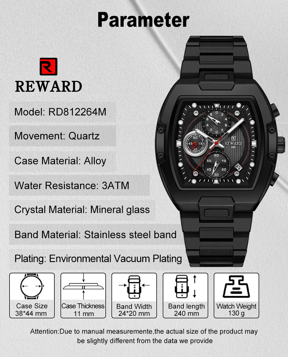Reward RD812264M Multifunctional Casual Wristwatch for Men