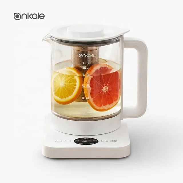 Ankale hot selling digital glass kettle Intelligent small home appliance health pot with tea infuser/foood steamer