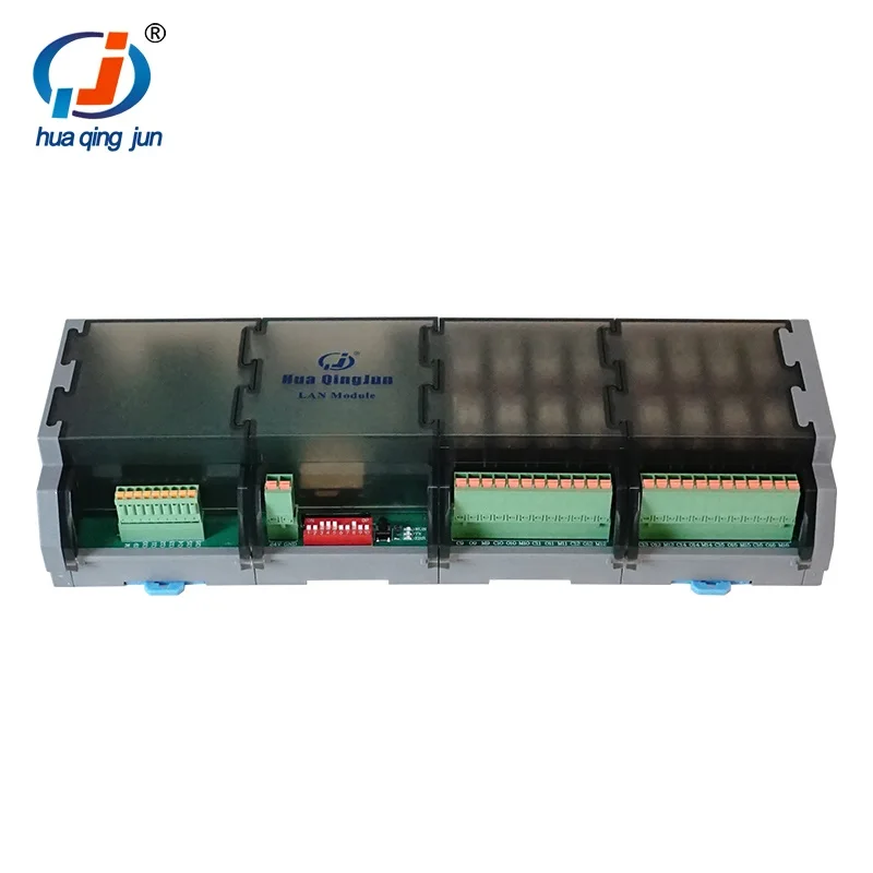 Huaqingjun 16DI 16DO RS485 Ethernet Relay Module Modbus RTU & TCP SPDT G2R-1 10A IO RJ45 Relays Modules for Farm Automation