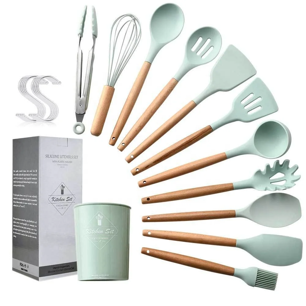 11pcs Large Silicone Cooking Utensils Set - Heat Resistant Kitchen