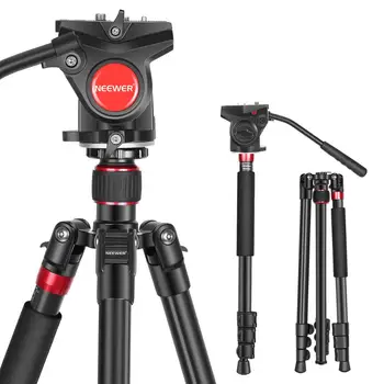 Neewer 2-in-1 Aluminum Alloy Camera Tripod Monopod 70.8 Inches/180cm with 1/4 and 3/8 Inch Screws Fluid Drag Pan Head