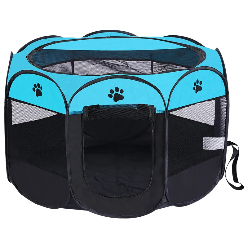 product popular retangular shape breathable mesh 600d oxford fabric foldable portable folding pet playpen for indoor dogs and cats-53