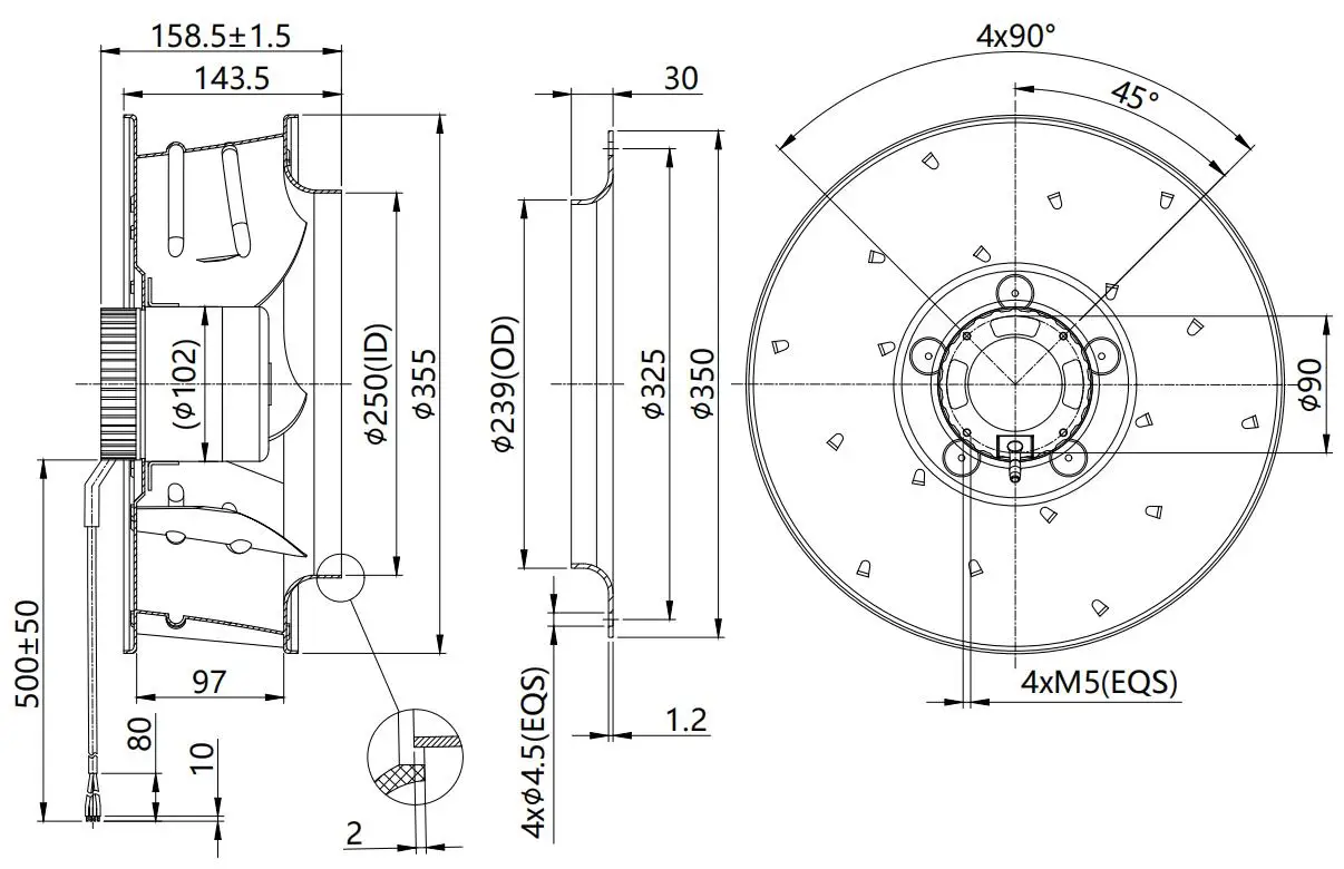 Centrifugal Fan, 48V, 355mm - detail 10