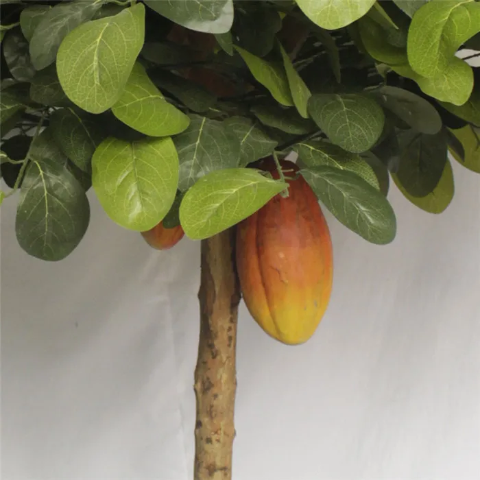 High Quality Factory Greenery Topiary Cocoa  Fake Fruit  Artificial Cocoa Tree for Garden Decor