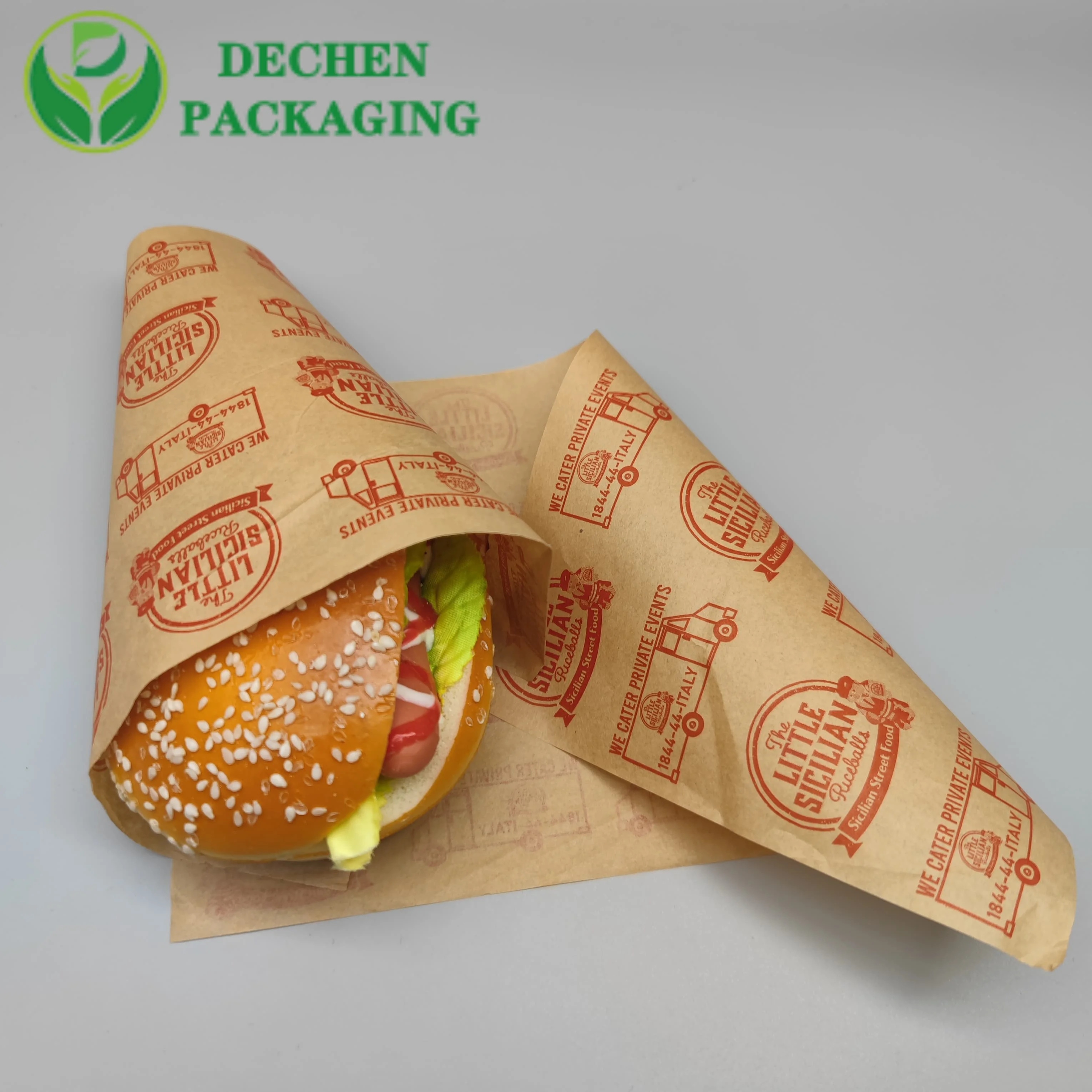 Wax Sheet Printed Wrap Sandwich Hamburger Paper And Bread Packaging