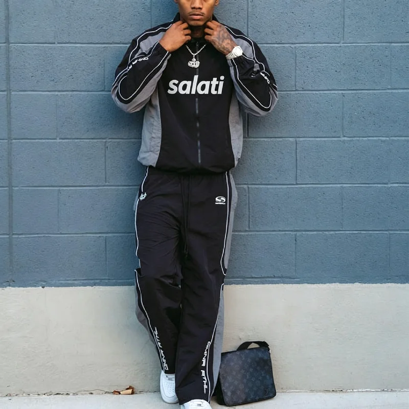 Custom Windbreaker Nylon Jacket Joggers Pant Set Color Blocked Lightweight Jogging Track Suit Men High Quality Acid Washed gallery 3