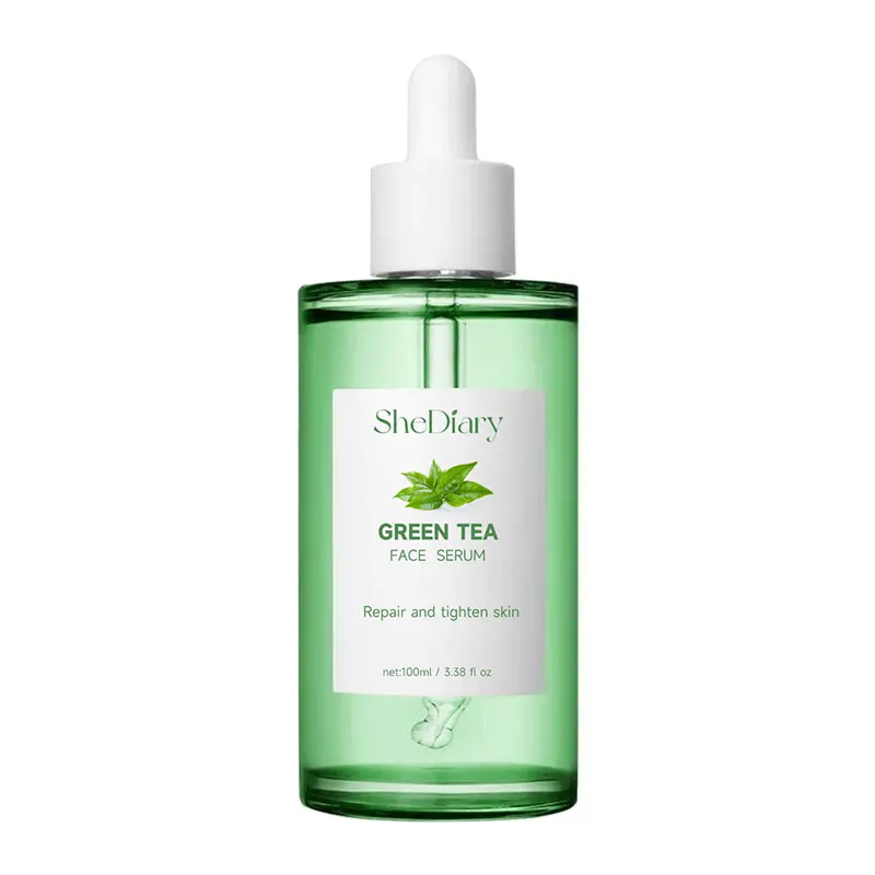 SERUM facial de té verde personalizado, sin acné, 28 días, 100 ml, para humectante calmante, fabricado en Corea para el cuidado de la piel, para marca privada OEM ODM