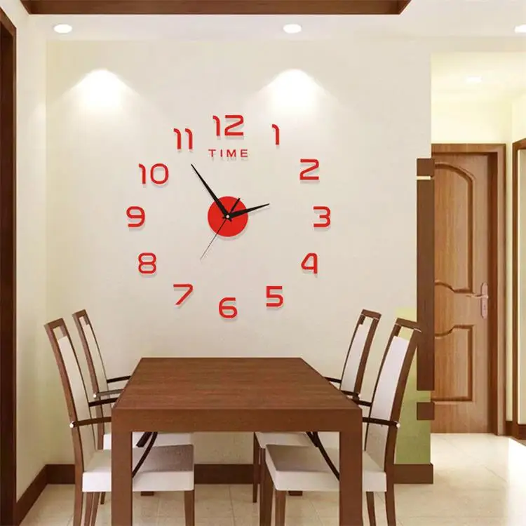 Popular  Modern Minimalist Design  3D  Frameless Acrylic Sticker Large Round  DIY Wall Clock