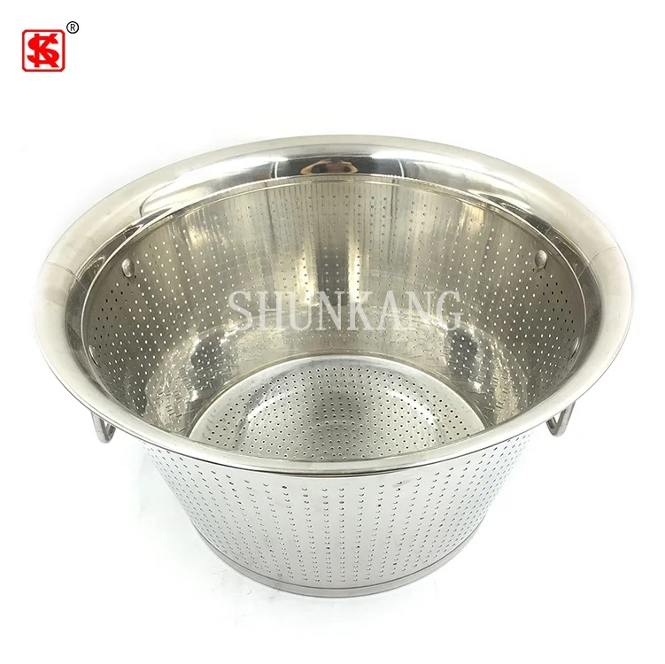 Multi - Function Stainless Steel Big Colander Metal Bucket with Hole for Cleaning