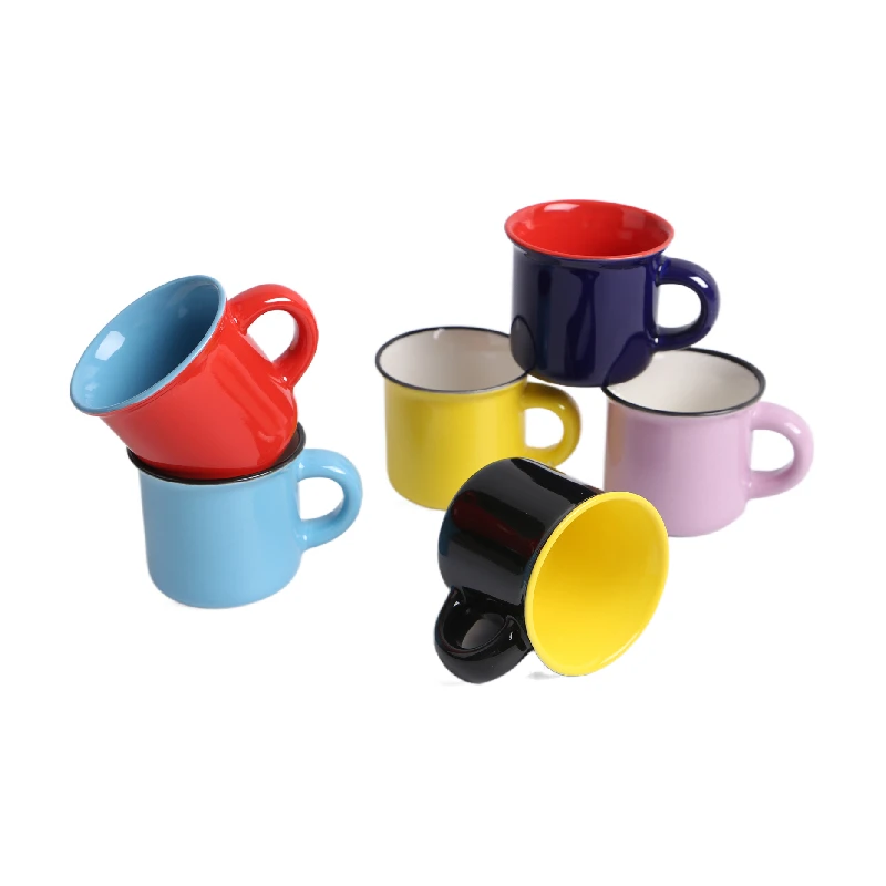 Drinkware Mini 3 oz Customized Shape and logo Colored Campfire Mugs Enamel Ceramic Mug