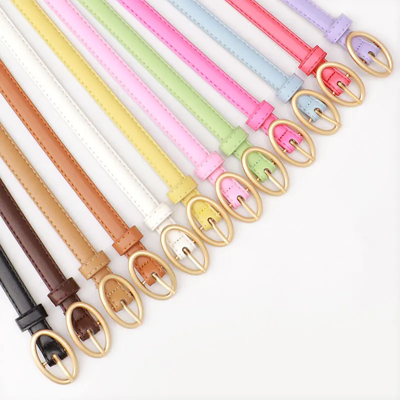 Новый женский ремень из искусственной кожи с небольшой свежей овальной пряжкой тонкий пояс для платья модные товары от производителей