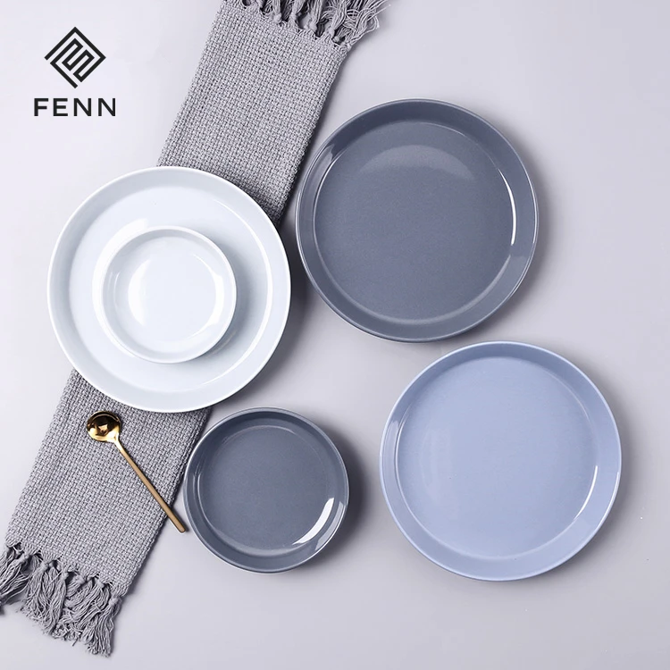 FENN Customized Factory Supplies MultiColor Glazed Nordic Plate / Ceramic Tableware Soup Plate Porcelain Deep Plate & Dish Set