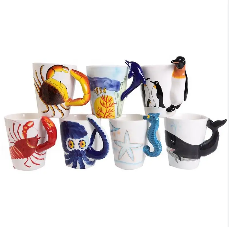 3D Ocean Marine Reef Bottlenose Dolphin 12oz Ceramic Mug Coffee Cup Home &  Kitchen Decor Accessory,Porcelain Milk Mug