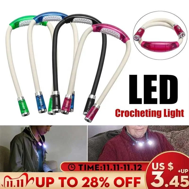 LED Neck Night Light Flexible Knitting Crocheting Book Light