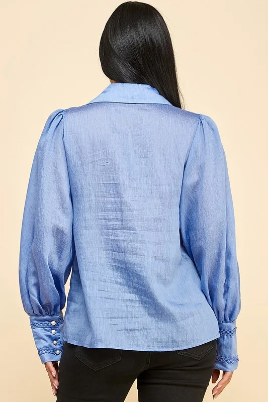 Ladies Elegant Lace V-neck Drawstring Top - Image 4