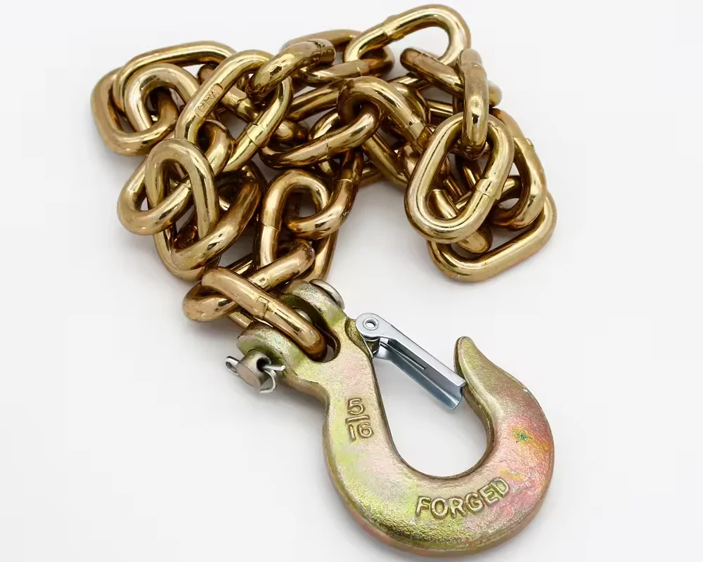 5/16" 3/8" 1/2" 5/8" Grade 70 G70 Transport Chain With Clevis Hooks Binder Chain