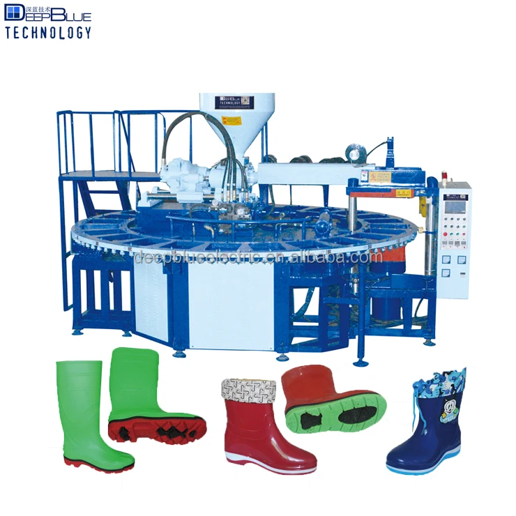 Three Color PVC Rubber Waterproof PVC Rain Boots Safety Gumboots 16 Stations Rain Boots Injection Molding Machine