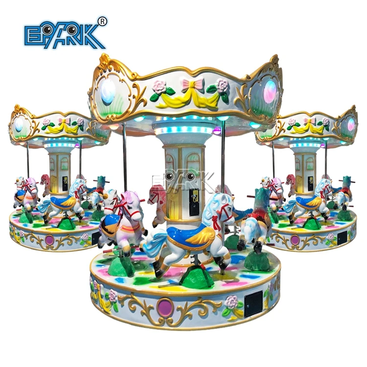 Coin Operated Carousel Small Fairground Merry Go Round Kids 6 Seats Carousel Horse for Children
