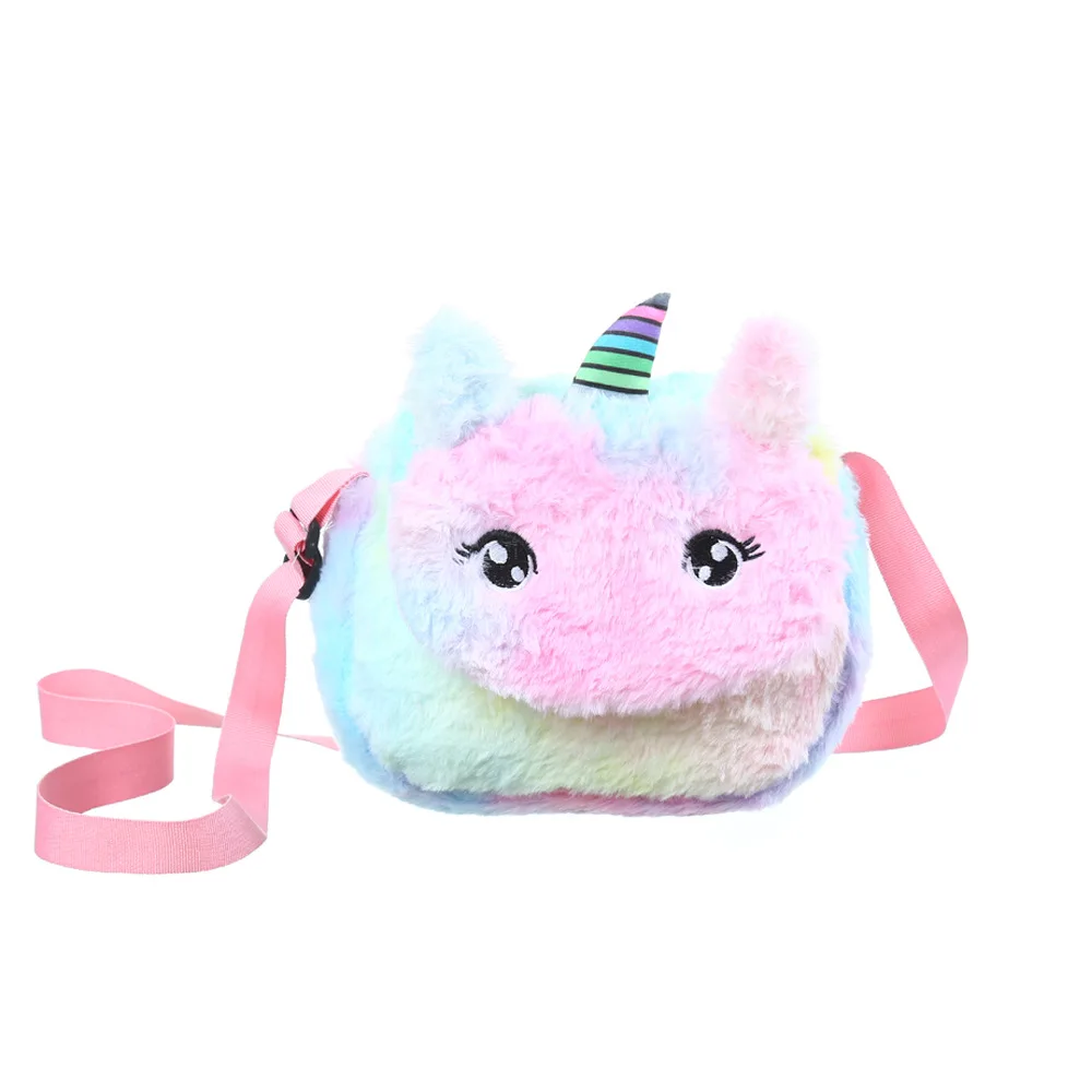 Girl's Stylish Unicorn Sling Bag Fur Pink Kid's Girl's Side Bag Shoulder Bag  Sling Crossbody Bag