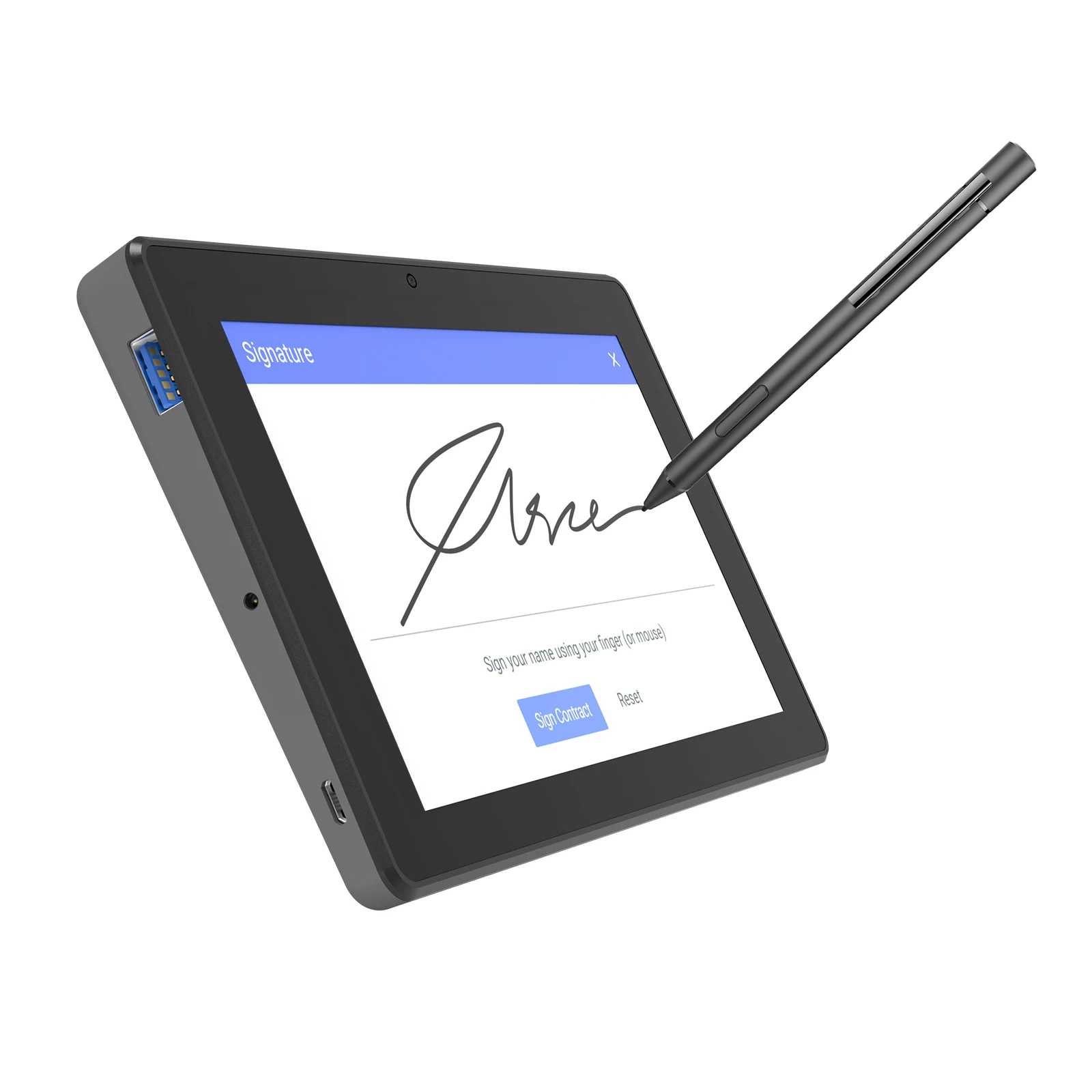 Tablette 7pouces WiFi Fingerprint sécurité Signature numérique Tablet PC  deux Clavier de signature de caméra de lecture de code QR de port USB pour  les ventes Compteurs - Chine Tablette PC et