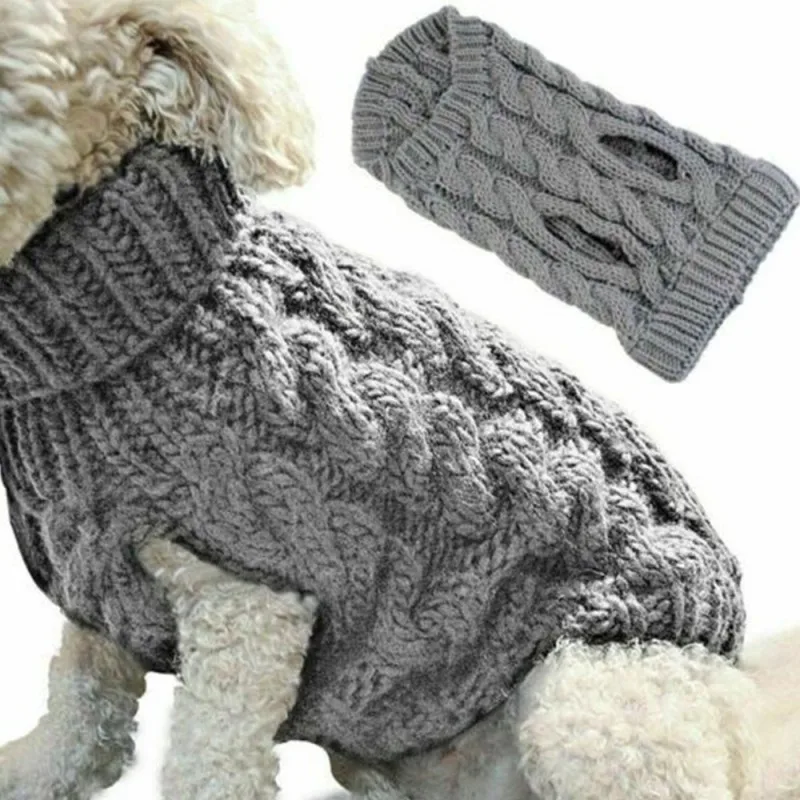 product-750-750 Autumn Winter Pet Dog Sweater Fashionable Solid Color Twist Knitted Warm Clothing Comfortable XL Size Multiple Colors Available