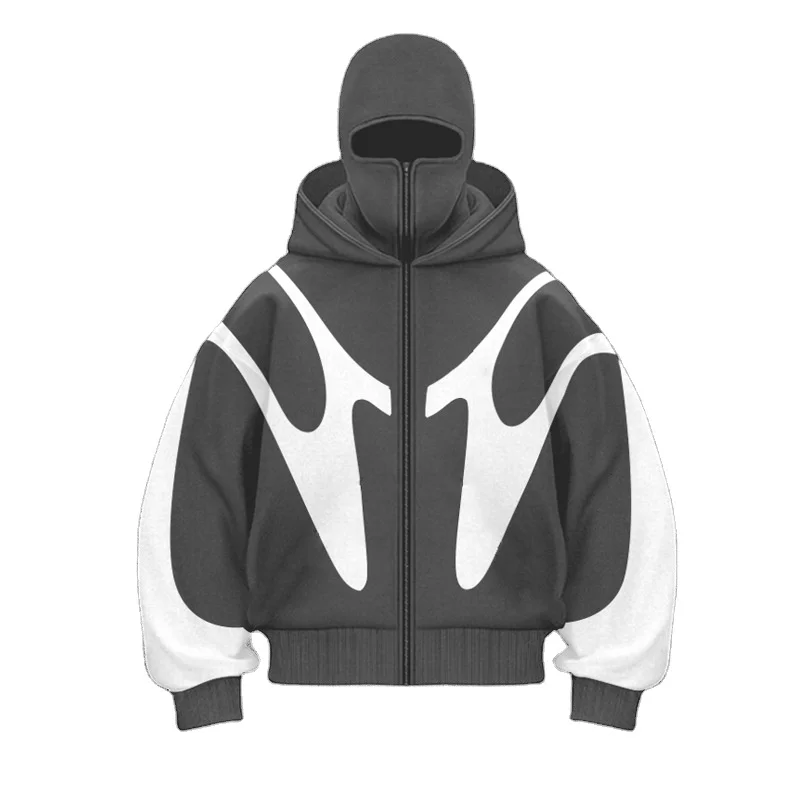 QUICKSHOW OEM Double Hood Streetwear Ninja Mask Hoodie