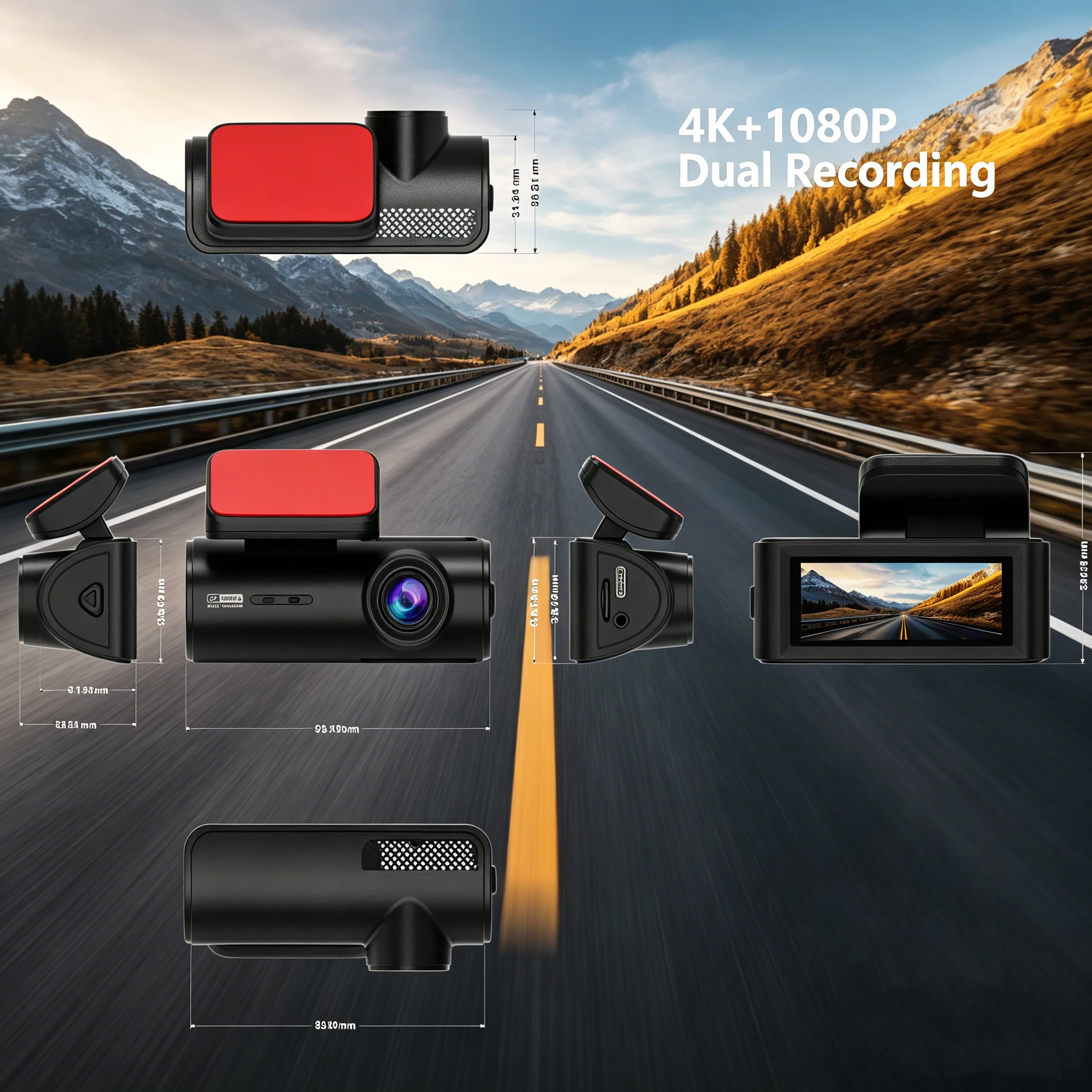 VIEVGUARB VS1139 Dash Cam Parking Monitor Loop Recording Night Vision G-Sensor App Control 4K WiFi GPS Dual Lens 120 Wide