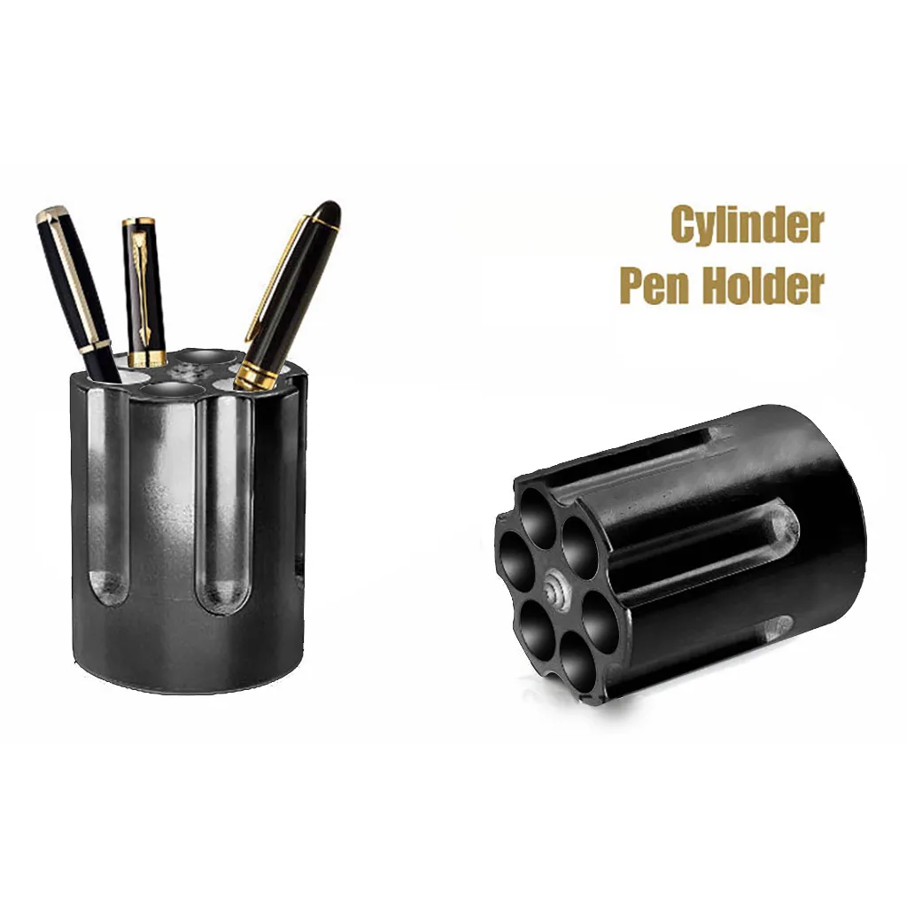 Cylinder Pen Holder Revolver Pen Holder with 6 Slots Pen Pencil Holder Cylin g1t 
