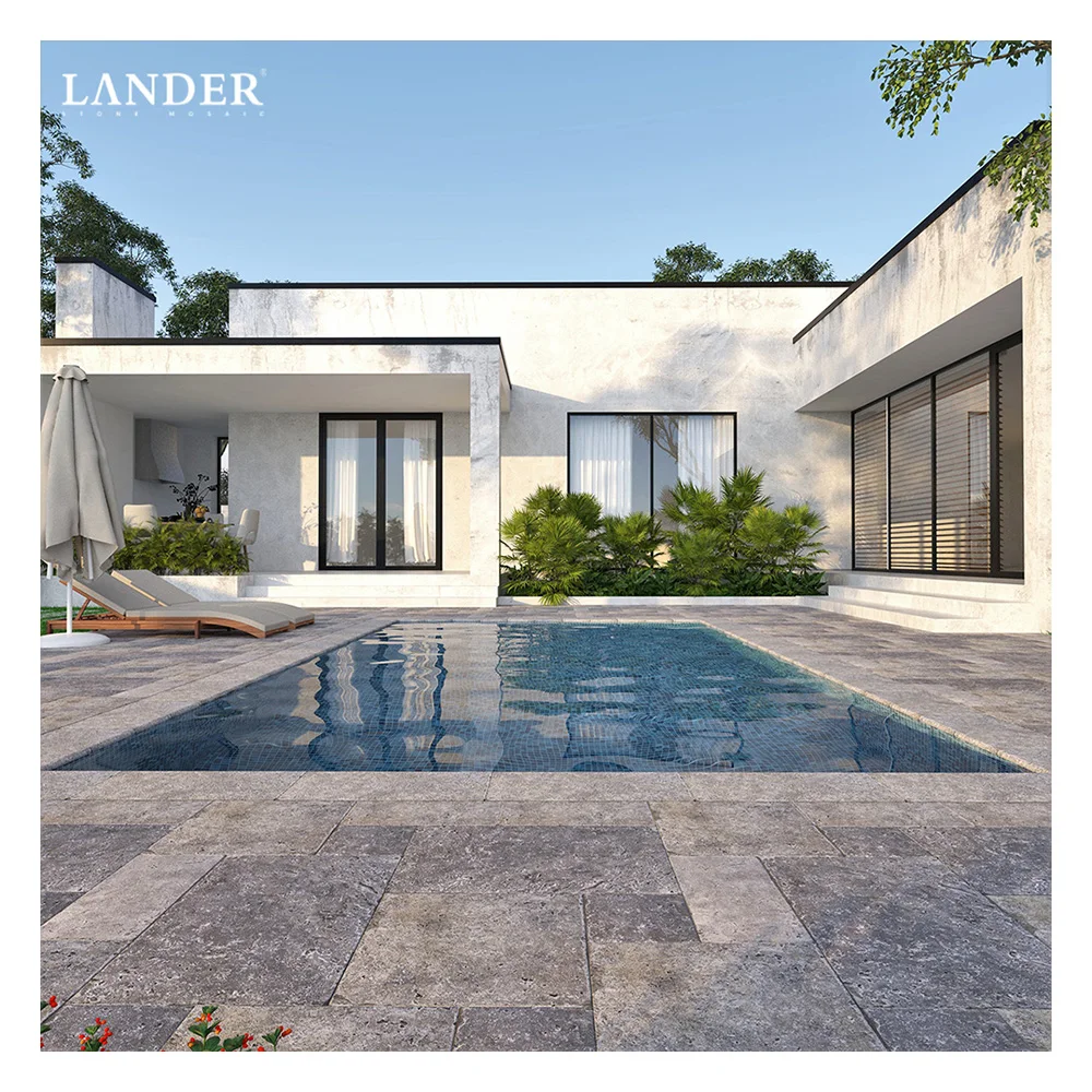 Customizable Travertine Tiles Outdoor Flooring Natural Stones Silver Travertine Stone Deck Tiles Swimming Pool Deck Tiles