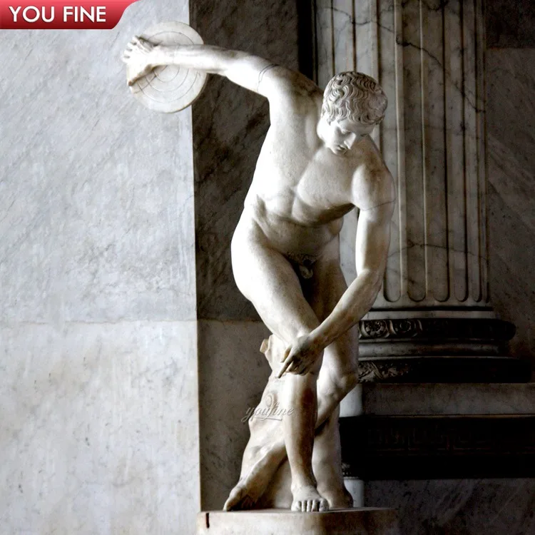 Hand Carved Famous Marble Discobolus Sculpture