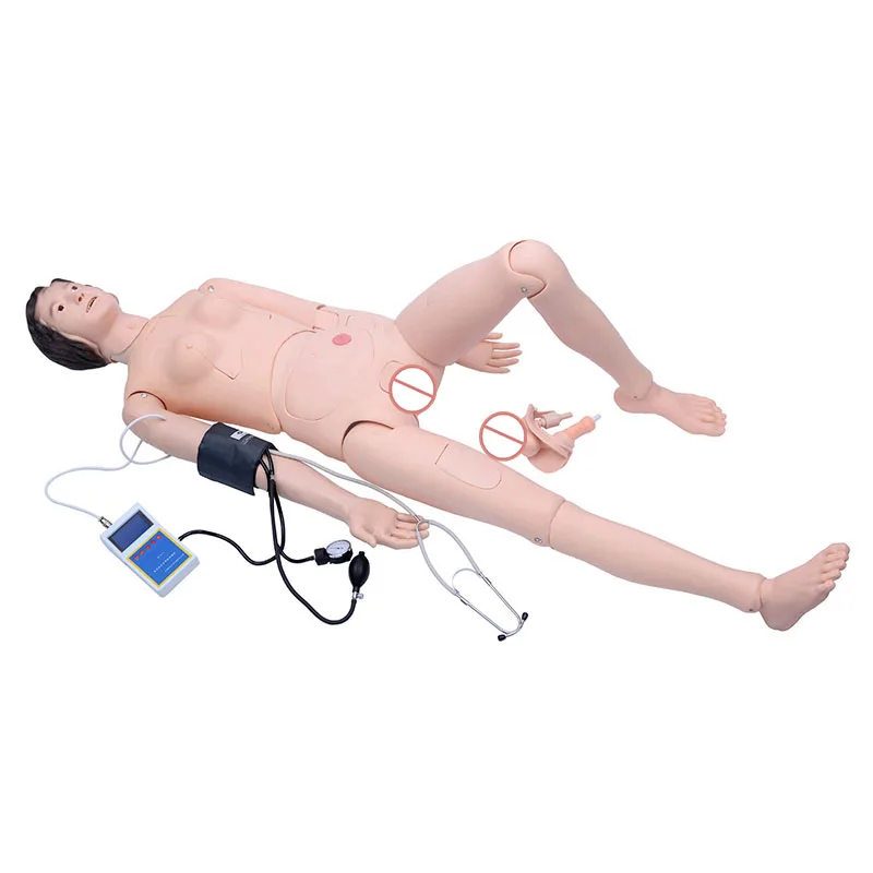 Advanced Combined Nursing Model with Blood Pressure Measurement Arm,Training Mannequin of Full-functional Medical Nursing Skills