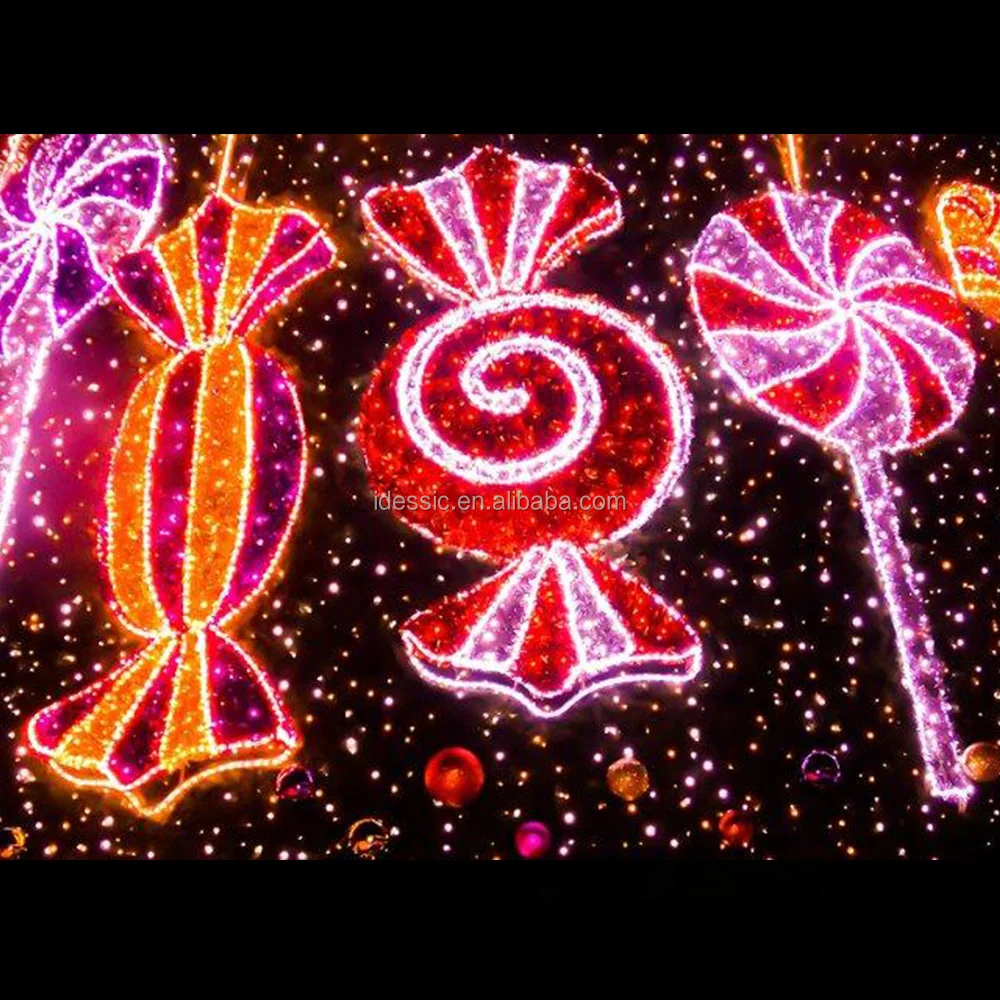 Outdoor 3D Large Illuminated Pathway Displays Christmas Lollipop Decorations for Winter Wonderland Light Show