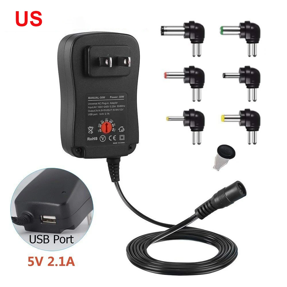 30W Multifunctional Power Adapter 3-12V Adjustable Voltage Power Supply for Monitoring, Routers, Electronic Toys, and more factory