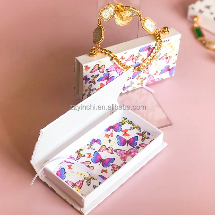 New Arrive Eyelash Box Diamond Type 25mm Fake Lashes Packaging Multi Chain Eyelash Box for Full Strip Lashes
