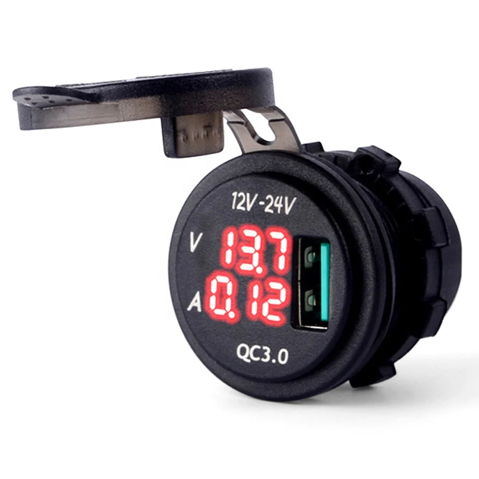12V 24V Portable Automotive Intelligent Three in One AC DC Ammeter Voltage Meter With Charger