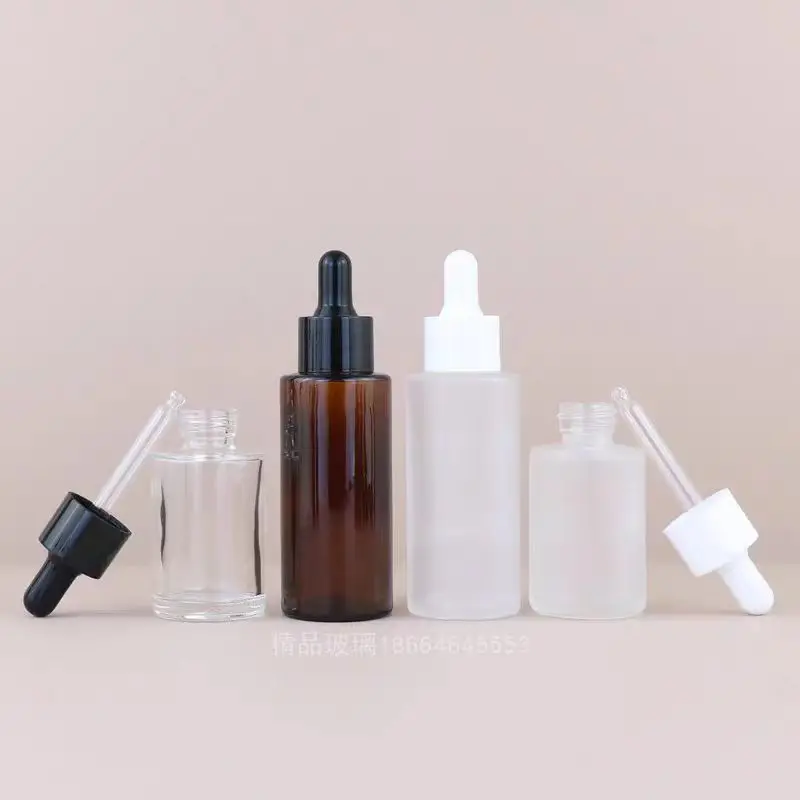 20 ml 30 ml 40 ml 50 ml 60 ml 80 ml 100 ml 120 ml Frosted Clear Cylinder Glass Bottle With White Smooth Glass Bullnose Dropper