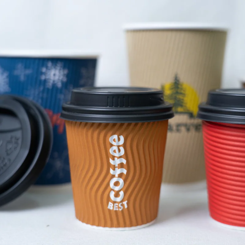 Custom Printed Disposable Corrugated Ripple Coffee Paper Cup with