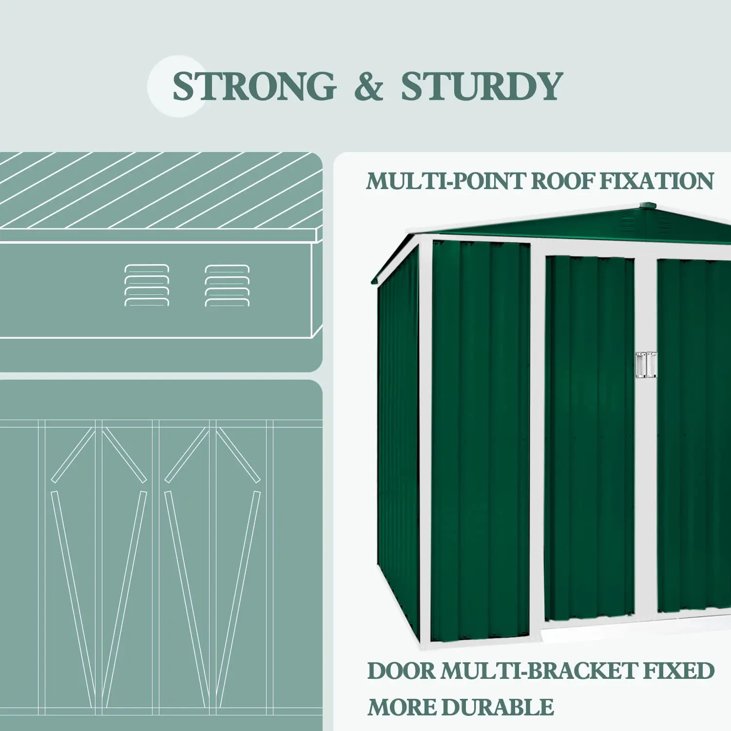 6'x4' Outdoor Vented Storage Shed Garden Backyard Tool Steel Garden