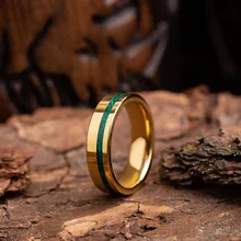 Fashion Jewelry Custom Tungsten Men Women 6MM Gold Silver Tungsten Carbide Ring For Men Malachite Wedding Ring Jewelry Set