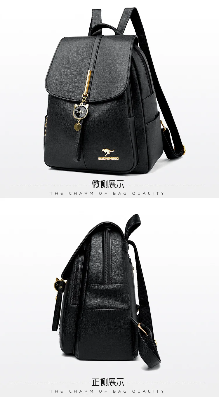 Factory Wholesale Ladies Luxury Design Student School Backpack Bag Large Capacity Leather Handbags for Women