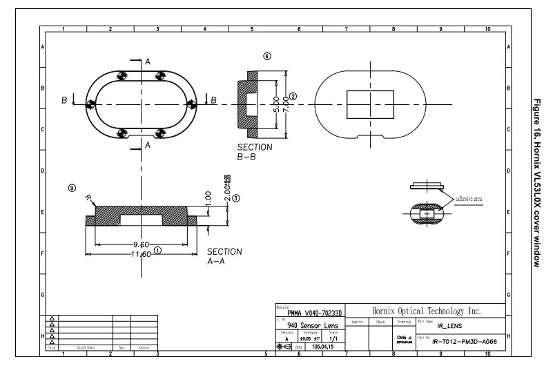 Hot Selling Hornix Optical Technology Cover Glass For Vl53l5 With