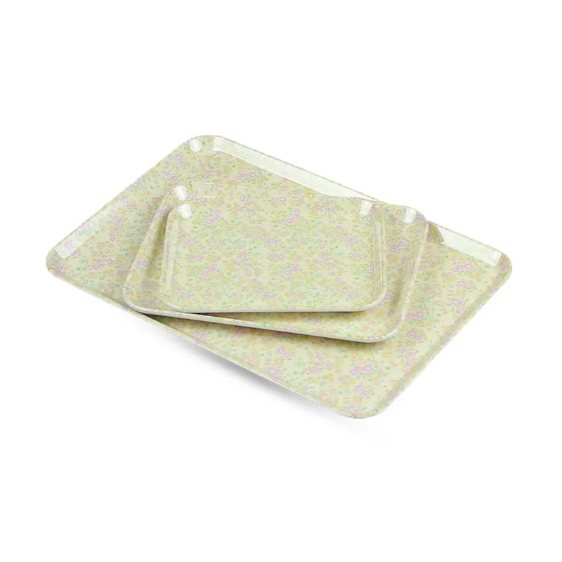 Прямоугольный жесткий пластиковый лоток с принтом под заказ, экологически чистые меламиновые подносы для еды и напитков для домашнего использования