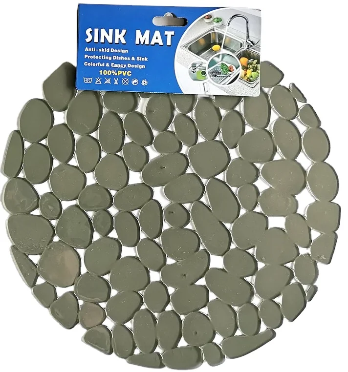 Eco-Friendly Round PVC Sink Mat for Kitchen RD29cm Plastic Pad With Novelty Design Under-Sink Drain Table Decoration