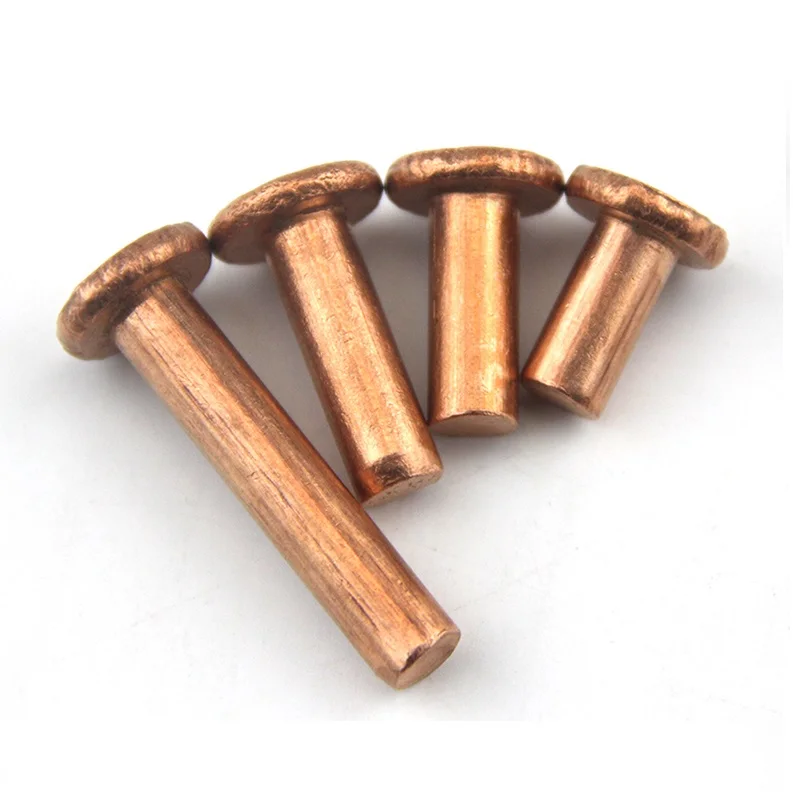 Flat Head Solid Rivet Copper Rivet 4mm Diameter Length 30mm for Use of Electrical Equipment