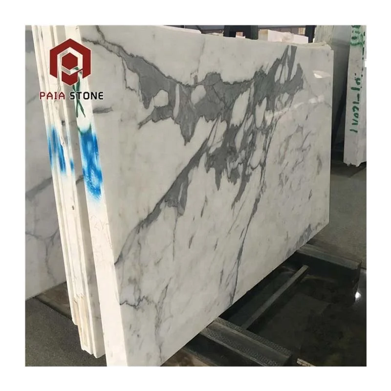 Slab naturali ta’ marmur Iżtaljanu abjad Calacatta b’sħiħa ħarba, suppilier ta’ marmur abjad għall-bixxiet tal-floors u għall-għodda tal-ġonna