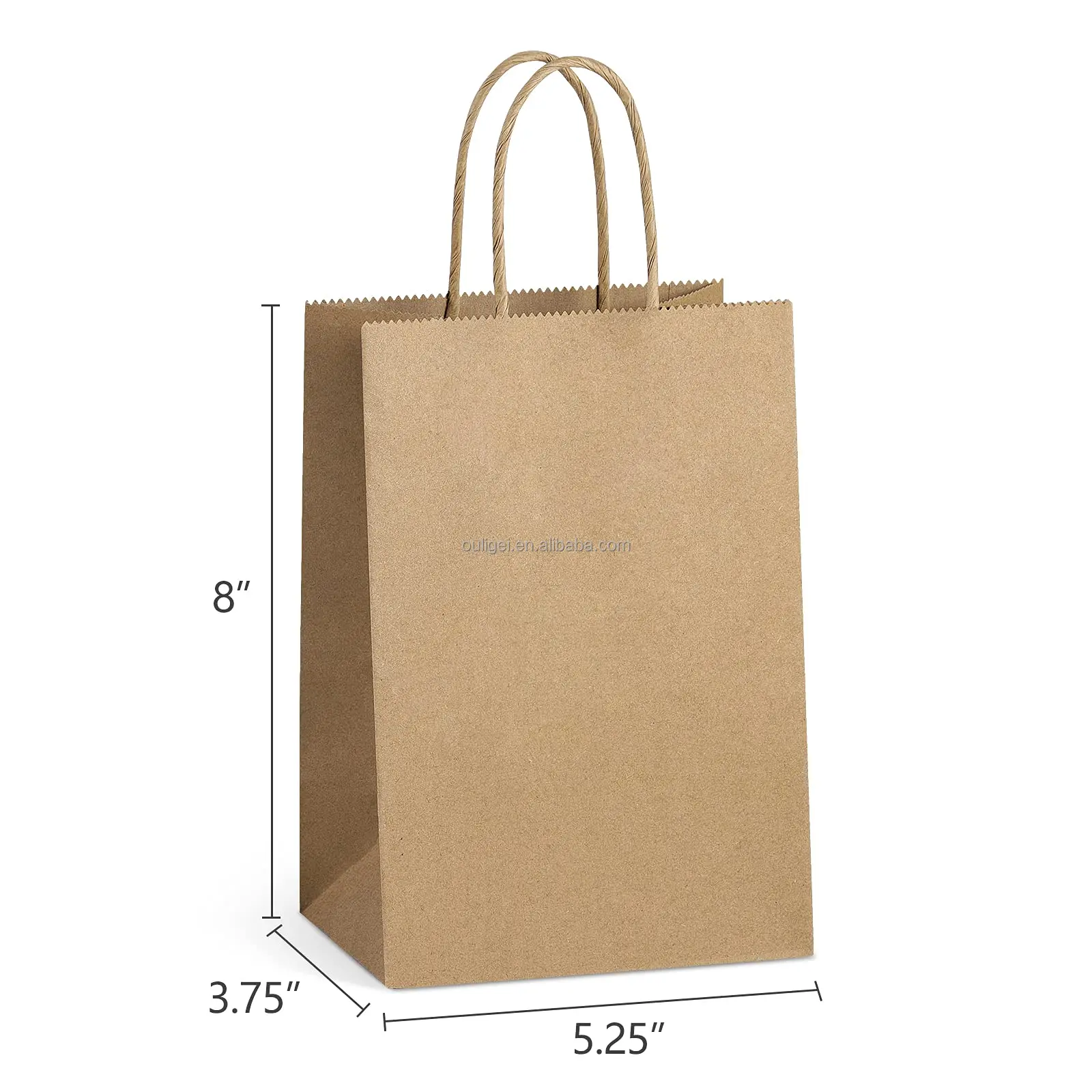 Factory Price Recyclable Kraft Brown Paper Bag With Rope Handle Your Own Logo Flat Handle Kraft