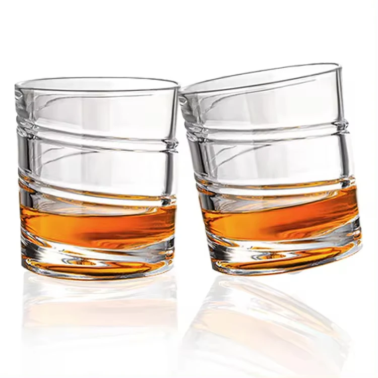 Free Sample Creative Tumbler Rotating Decompression Glass Cup Lead Free Drinking Glasses 9874