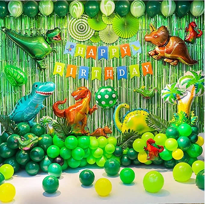 Jungle Dinosaur Theme Banner Balloon Paper Fan Flower Palm Leaf Balloon  Party Background Decoration Set For Happy Birthday - Buy Dinosaur Party  Theme Balloons Set,Dinosaur Theme Birthday Party Supplies,Jungle Theme  Birthday Party
